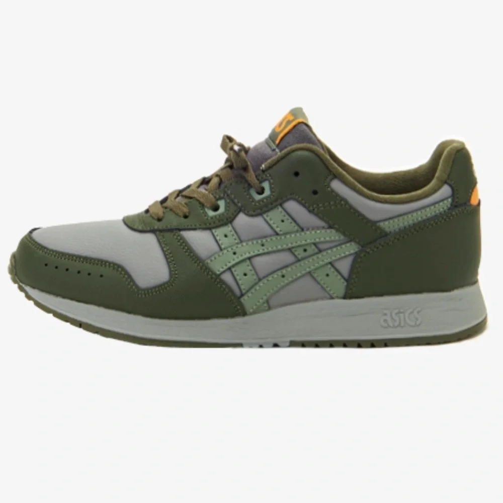 ASICS Green and Gray Low-Top Sneakers with Orange Logo Accent